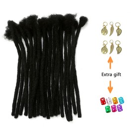 100% Human Hair Dreadlock Extensions for Men/Women, 0.6cm Thickness 12 Inch 60 Strands Full Handmade Can be Dyed and Bleached Permanent Loc Extensions Human Hair Natural Black