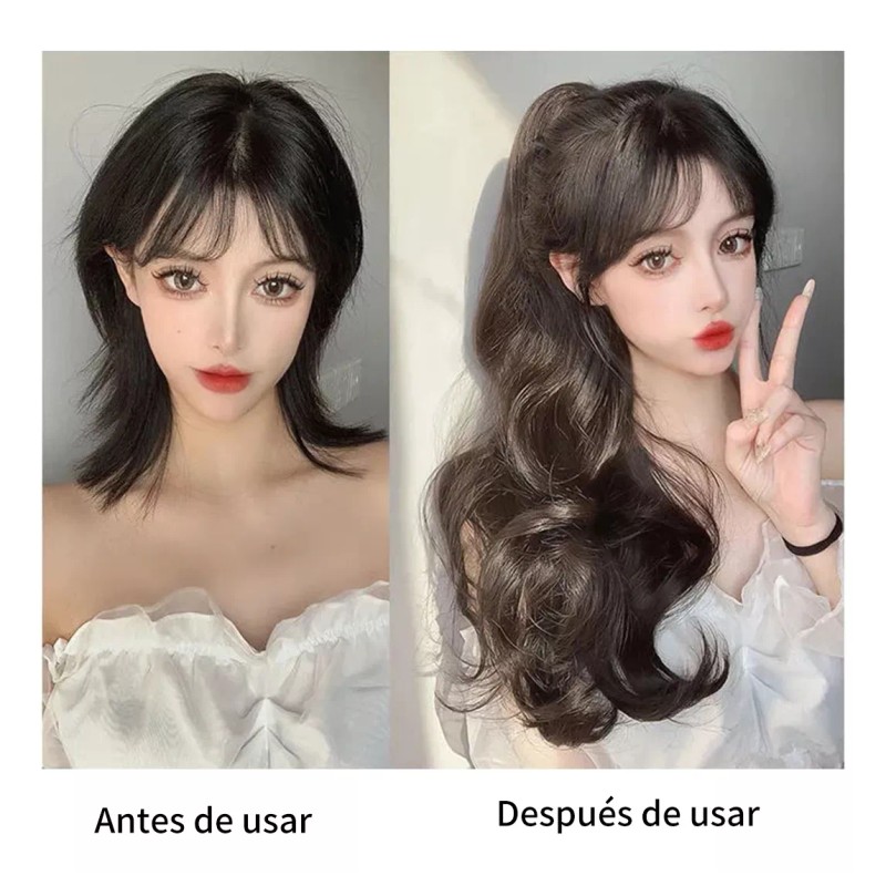 Awvuq Coletas Cola Cabello Natural Extensiones Postizos Clip 50cm