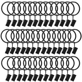 40 Pack Metal Curtain Rings with Clips, Drapery Clips with Rings, Curtain Hangers Clips for Home,Hotel and Office, Drapes Rings 1.26 inch Interior Diameter,Black