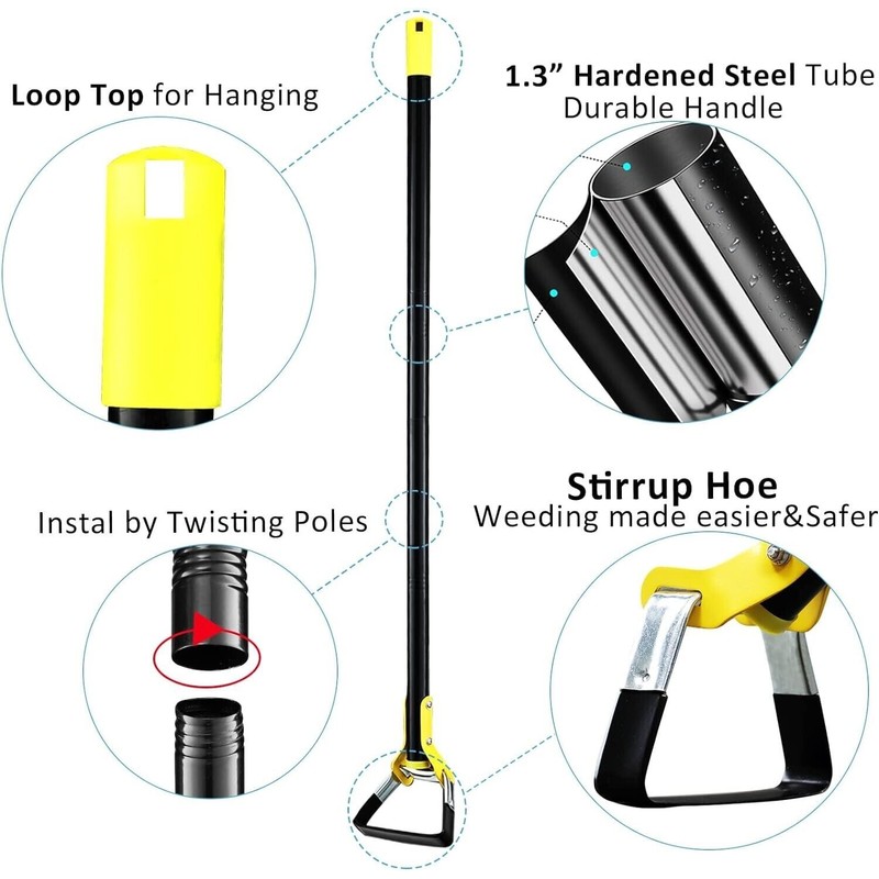 Nicecho 84" Stirrup Hula Hoe of Scuffle Garden tool for