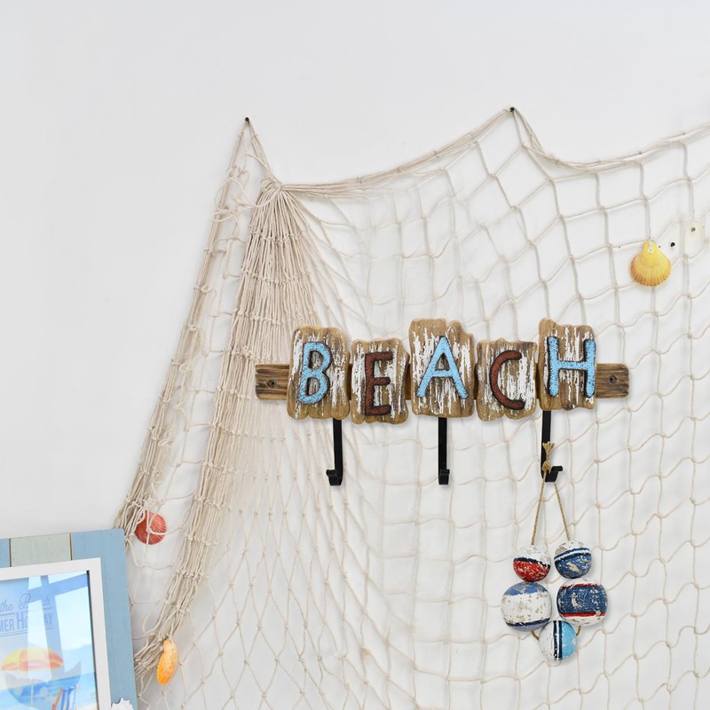 Aecipl Wooden Wall Hooks Nautical Decor Hanging Letters Sign Beach
