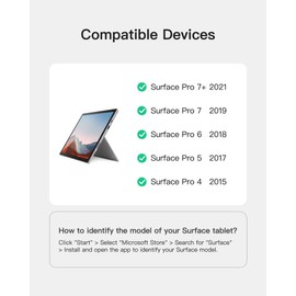 Inateck for Surface Pro 7 Keyboard with Precision Touchpad, Bluetooth 5.3, 7-Color Backlight, Compatible with Surface Pro 7/7+/6/5/4, KB02027 Black