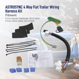 ASTROSYNC 4 Way Flat Trailer Wiring Harness Kit for Nissan Pathfinder 2013-2020, Trailer Hitch Harness Truck Plug for Infiniti QX60 2014-2020, Trailer Light Connector Replaces Part Number CX01088