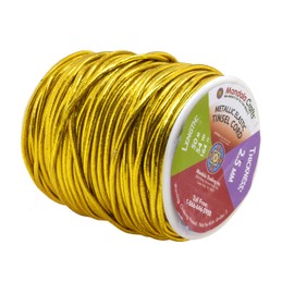 Mandala Crafts 1mm 1.5mm 2.5mm Jewelry Making Gift Wrap Ribbon Stretch Metallic Tinsel Elastic Cord (2.5mm 54 Yards Gold)