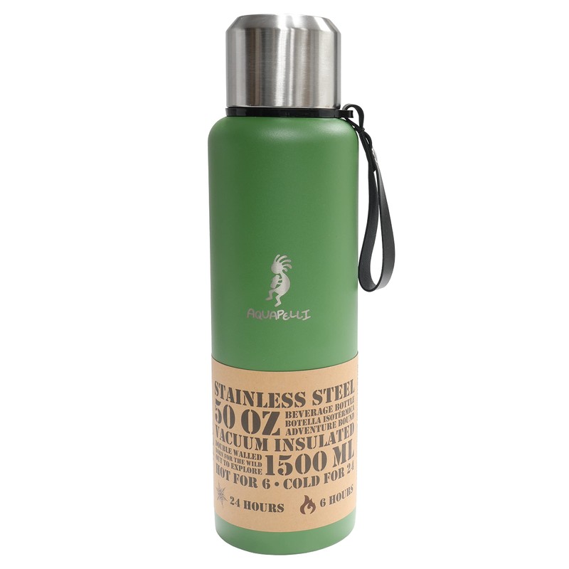 Aquapelli Vacuum Insulated Water Bottle, 50 Ounces, Willow Green