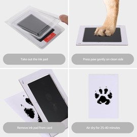 Qivorimith Dogs Memorial Gifts,Dog Nose Print Kit,Pawprint Keepsake Kit with Clean Touch Ink Pads and Imprint Cards,DIY Wooden Pet Paw Print Frame for Pet