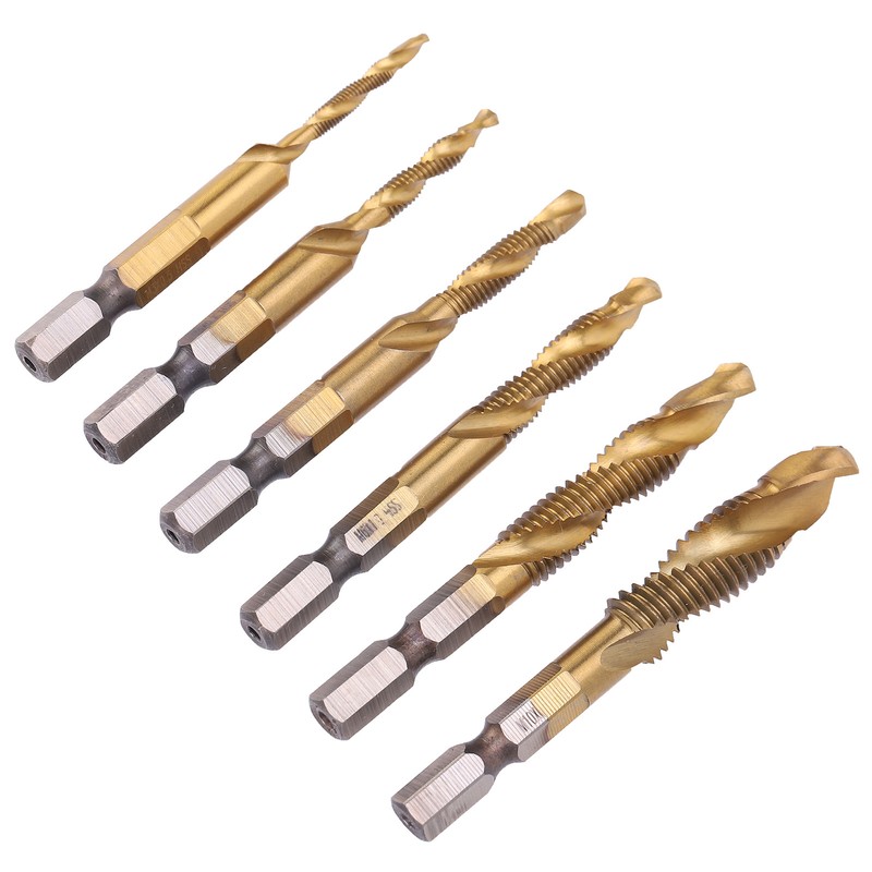 6pcs Screw Tap Drill Bits Kit 6542 High Speed Steel