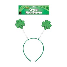 HENBRANDT 12 x Green Glitter Irish Clover Head Bopper Headband St. Patrick’s Day Hairband Shamrock Deely Boppers St Paddy’s Novelty Irish Gifts Fancy Dress Hair Accessory for Adults