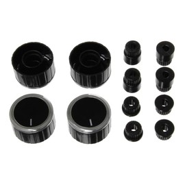 Paxanpax PCK686 Universal Black/Stainless Steel Oven Knob Kit with Two Adapters - Pack of 4