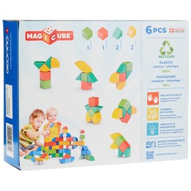 GEOMAG Magnetic Toys | Magnets for Kids | 6 Pieces | Magicube Shapes Starter Set | Early Learning STEM Educational Building Blocks | Recycled Plastic | Ages 1 - 5