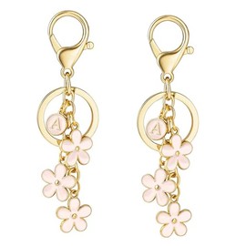 ZOONAI 2Pcs Women Girls Flower Charms, Floral Bag Charm for Purse Car Keyring Holder Wallet Purse Pendant (Pink)