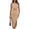 Pink Queen Women's Crew Neck Bodycon Dress Sleeveless Cutout Knee