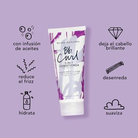 Bumble and Bumble Acondicionador Curl 3 en 1 Para rizos hidratados Control del frizz + Color seguro Coily, Rizado, Ondulado Con Jojaba, Aguacate + Aceite de Coco Tamaño estándar