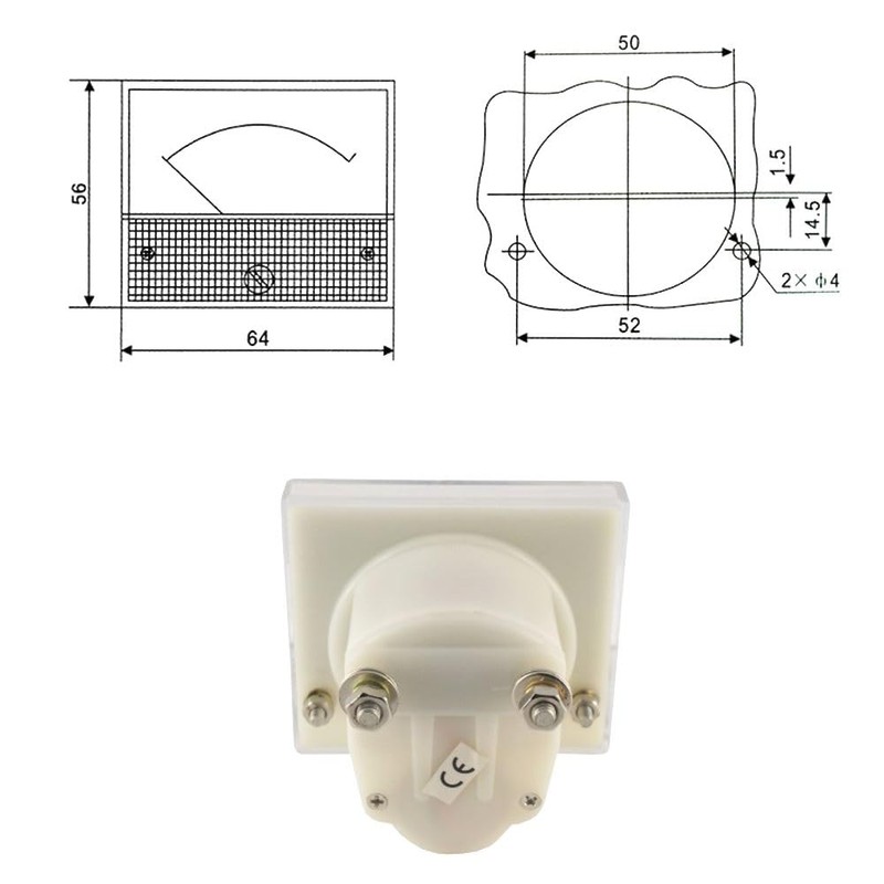 WITTKOWARE Analogue Recessed Meter with Pointer 64 x 56 mm