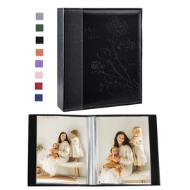 Artmag Small Photo Album 5x7 Photos, Leather Cover Mini Photo Book with 26-Page Album Holds 52 Photos, Artwork or Postcards Picturs Storage (Black)
