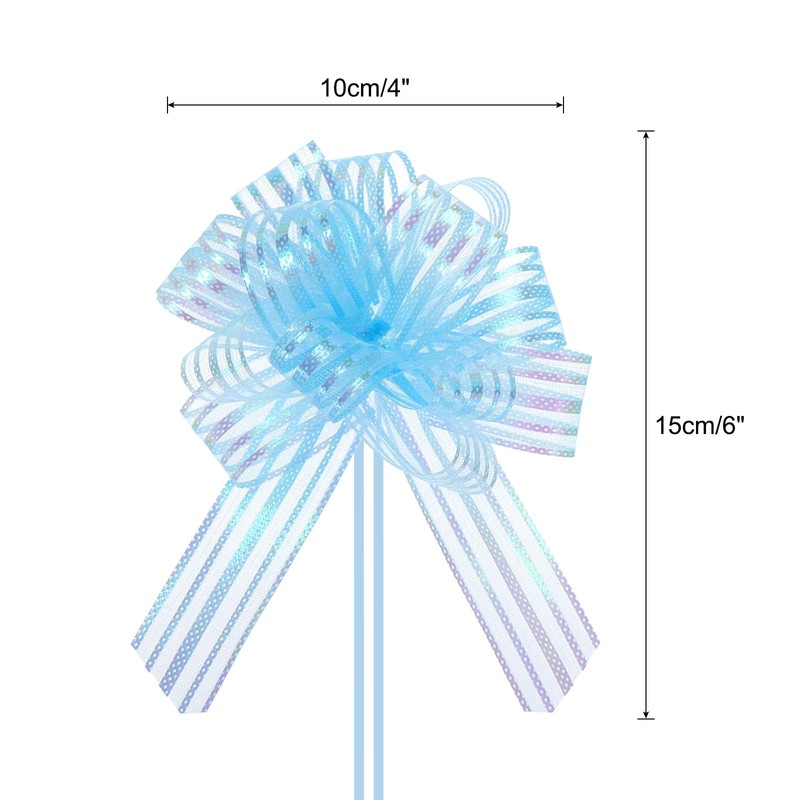 MECCANIXITY 15pcs 4 Inch Organza Large Pull Bow Metallic Gift