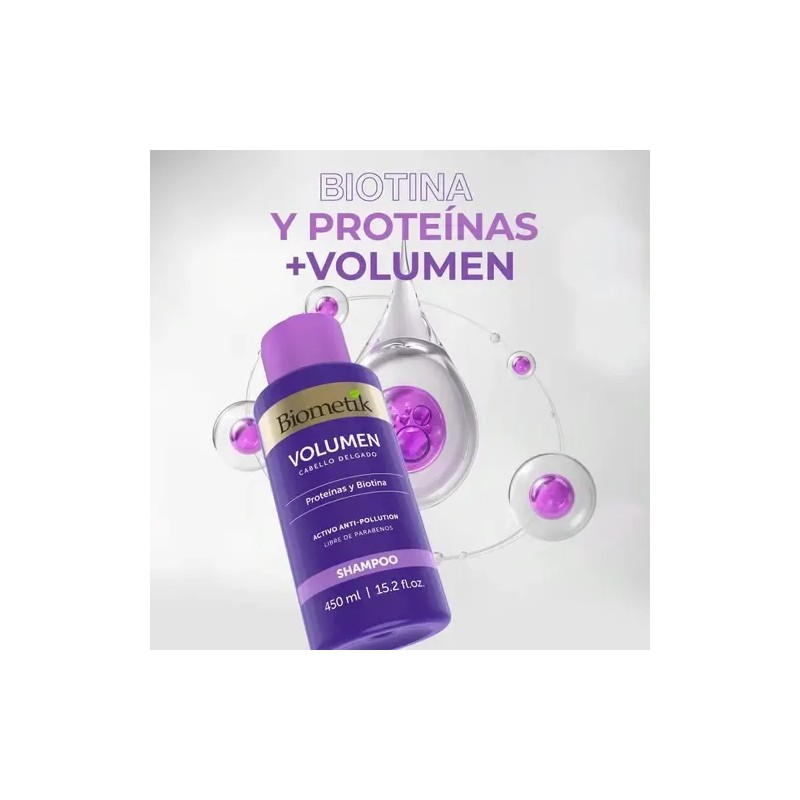 Biometik Shampoo Volumen Con Proteínas Y Biotina 450ml