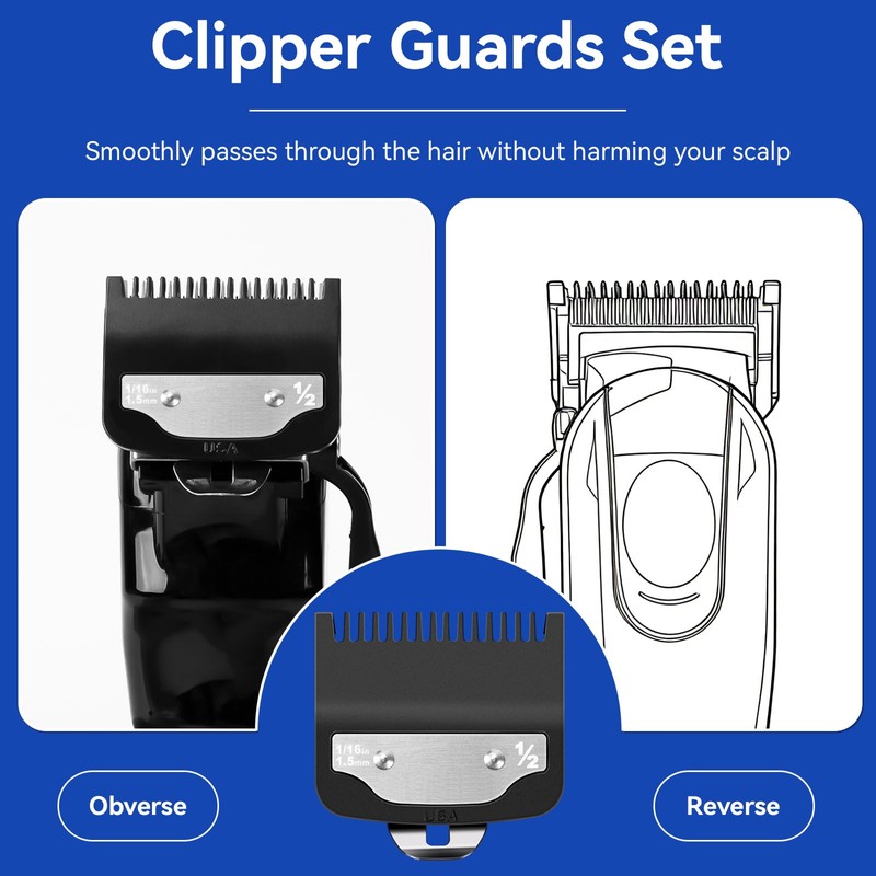 Replacement for 1/2 Wahl Clipper Guards Set, 1/16"1.5mm Metal Hair