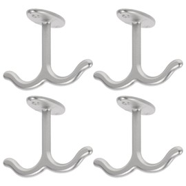 4pcs Zinc Alloy Double Prong Clothes Hook Ceiling Key Holder for Coats Hats Bags and More Easy Installation for Bathroom Kitchen Wardrobe and Closet