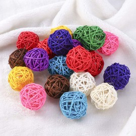 40pcs 3cm Wicker Rattan Balls Colorful Handwoven Hollow Vine Ball Pendant Colorful Orbs Vase Fillers for Wedding Dating Table Banquet Random Color