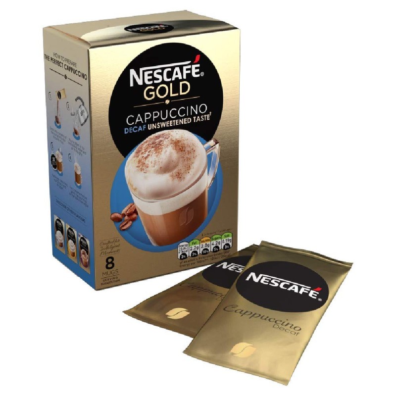 NESCAFÉ Gold Cappuccino Decaffeinated Unsweetened Coffee, 8 Sachets