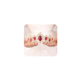 JWICOS Tiara Crown for Women Baroque Vintage Rhinestone Crystal Tiara Princess Crown for Wedding Christmas Prom Pageant Birthday Party Photography (Red)