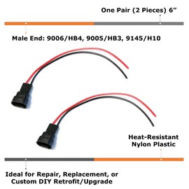 iJDMTOY 9005/9006/H10 Male Adapter Wiring Harness Sockets Wire Compatible with Automtive Driving Light, Running/DRL, Fog Light, Retrofit, Off-Road Lighting, etc