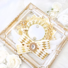 G trigger Can Badge Rosette with Wings Rosette Angel 2.2 inches (57 mm) 2.3 inches (58 mm) Pain Bag Decoration, Handmade Rosette, Ribbon, White, White