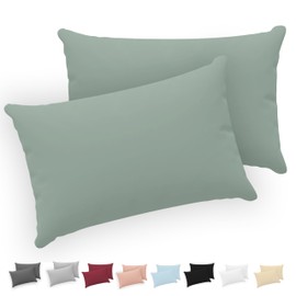 Twinzen® Cushion Covers, 100% Jersey Cotton, 150 GSM, Cushion Cover with Zip, OEKO-TEX Certified, 40 x 70 cm, Set of 2, Green