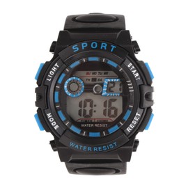 Tbest Electronic Men's Watch, Multifunctional Digital Sports Watch WR50M, Waterproof Watch with Luminous Light Alarm for Swimming, Running, black and blue, Strap.