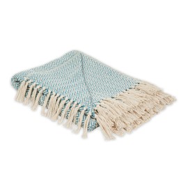 DII Chevron Hand Woven Cotton Throw Collection 50 x 60 cm Storm Blue