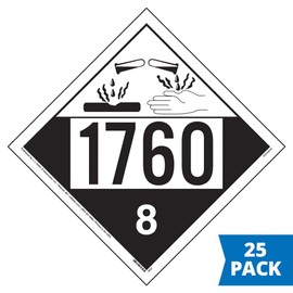 1760 Placard, Class 8 Corrosive 25-pk. - 10.75" x 10.75" Polycoated Tagboard for Temporary Applications - J. J. Keller & Associates - Complies with DOT Hazmat Placard Requirements