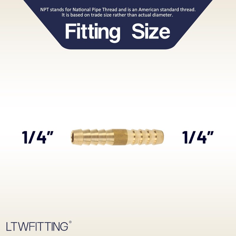 LTWFITTING Brass Barb Splicer Mender 1/4-Inch Hose ID Fitting Air