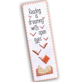 Povitrulya 'Reading is Dreaming' - Embroidery Set for DIY Bookmark - Counted Cross Stitch Kit for Adults with Paper Pattern, 16 Count Aida Canvas and Pre-Sorted Floss