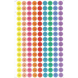Colourful Smilies 135 Dots Circles Reward Rating Teacher School Sticker 1 Sheet 270mm x 180mm