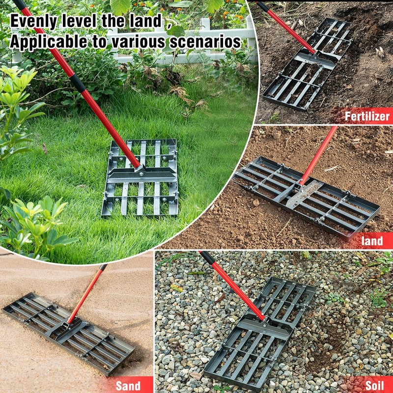 Zenhosit Lawn Leveling Rake - Lawn Leveler with 78" Adjustable