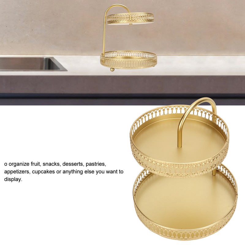 2 Tier Fruit Tray Gold Elegant Large Capacity Decorative Multi