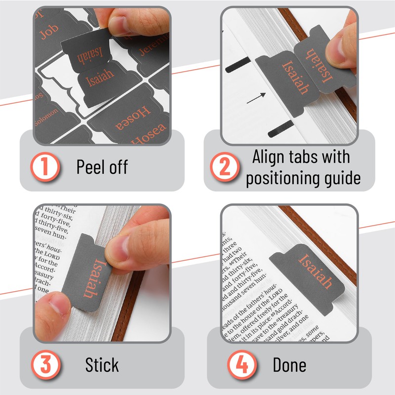 Mr. Pen- Bible Tabs, 75 Tabs, Cool Gray, Laminated Bible
