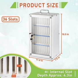Loghot Aluminum Alloy Pocket Chart Cell Phones Storage Cabinet for Cell Phones,Wall-Mounted with a Locked,Can be Carried by Hand (36 Slots)