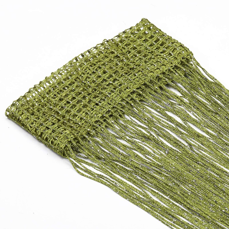 WedDecor Green String Curtains Glitter Fringe Panel Fly Screen Room