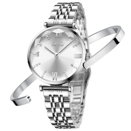 CIVO Womens Watches Analogue Set Designer Stainless Steel Elegant Ladies Watches Waterproof Classic Dress Casual Wrist Watches for Woman Silver