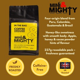 Mini & Mighty "In The Bag" Medium Roast Ground Coffee, 100% Arabica, 227g - Premium Artisan Blend from Peru, Colombia, Guatemala & Brazil with Honey & Apple Notes