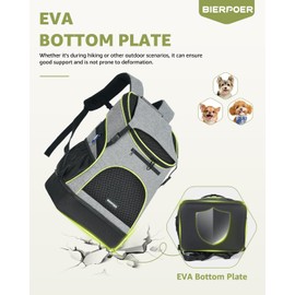 BIERPOER Dog Backpack Carrier for Small Dogs - Cat Backpack with Hard Bottom(Upgraded Sturdy EVA), Suitable for Hiking, Traveling and Camping, Max 17 lbs, Grey