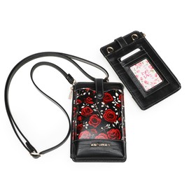 TAOSITUE Leather Small Crossbody Bags for Women Designer Cell Phone Bag Wallet Purses Adjustable Strap, Red Rose, Casual