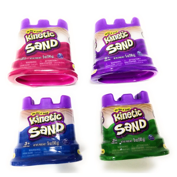 Kinetic Sand Neon Colors | Gift Set of 4 Colors - Purple, Blue, Pink & Green 5 oz Containers
