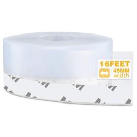 45MM Weather Stripping Door Seal, Silicone Glass Shower Door Seal Strip, Sealing Sticker Sealing Tape for Door Draft Stopper Adhesive for Doors Windows and Shower Glass Gaps, Transparent, 16 Feet