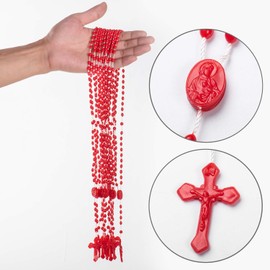 17'' Luminous in The Dark Rosary, Imported from Italy - 12 Rosary Set (red)