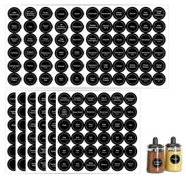 SAVITA 432pcs 3.5cm Spice Labels Stickers, Round Preprinted Spice Labels Waterproof Spice Jar Label Spice Labels Spice Containers Labels Seasoning Labels for Spices Rack Organization (Black)