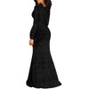 Women's Sexy Long Sleeve Sparkly Maxi Dress V Neck High