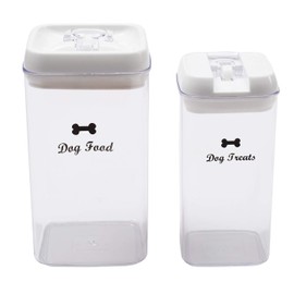 Pethiy Dog Food and Treats Storage Container -Clear Plastic-Storage Canister Tins-Dog Food and Dog Treats(2 Pack set)